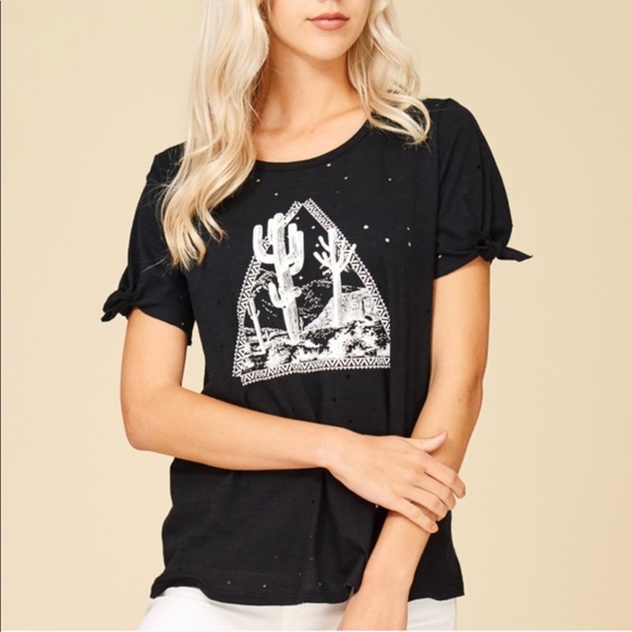 Crescent Tops - 🆕Cactus Printed Distressed Tee 🌵☀️